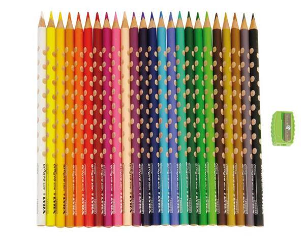 Pot à crayons Pixel blue avec 12 crayons de couleur triangulaires